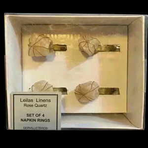 Leilas Linens Rose Quartz Set of 4 Napkin Rings Handcrafted NEW